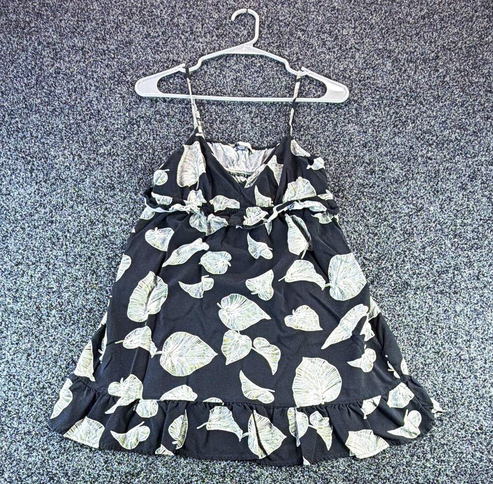 American Eagle Women’s S Black White Leaf V-Neck Sundress Adjustable Straps